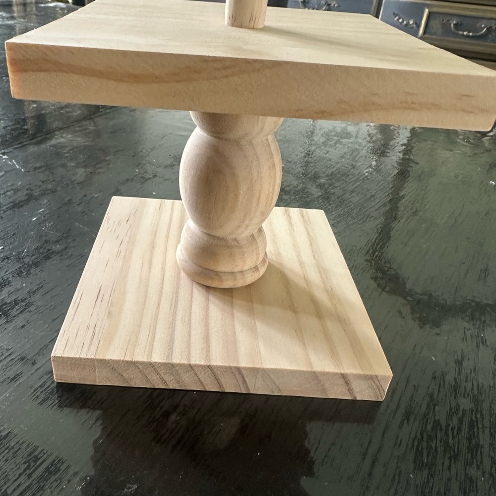 Unfinished Natural Wood Tiered Display Stand - Picture 2 of 7